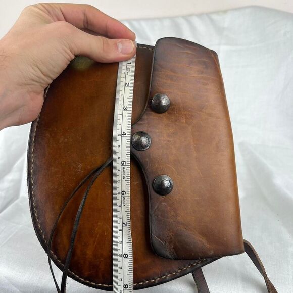 Vintage Leather Brown Purse Hand Made Boho - Picture 6 of 7